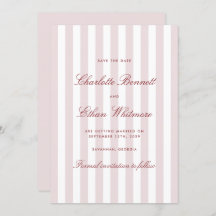 Blush Pink Vertical Stripes Modern Save the Date