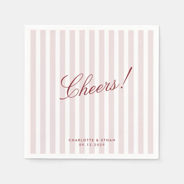 Blush Pink Vertical Stripes Modern Wedding Napkins (Front)