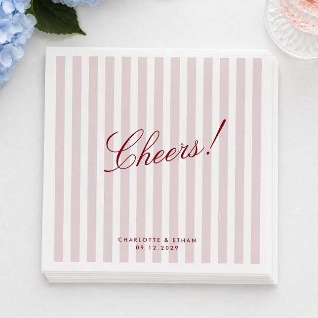 Blush Pink Vertical Stripes Modern Wedding Napkins (Creator Uploaded)