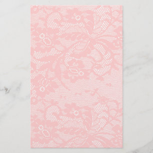 Blush Pink Vintage Floral Lace Elegant Feminine Stationery