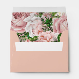 Blush Pink Vintage Floral Wedding 4x6 Envelope