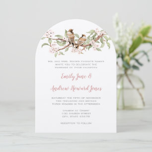Blush Pink Vintage Love Bird Wedding Invitation