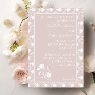 Blush Pink Vintage Rose Wedding Invitation