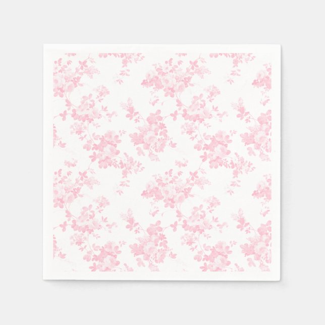 Blush pink vintage roses elegant floral napkin (Front)