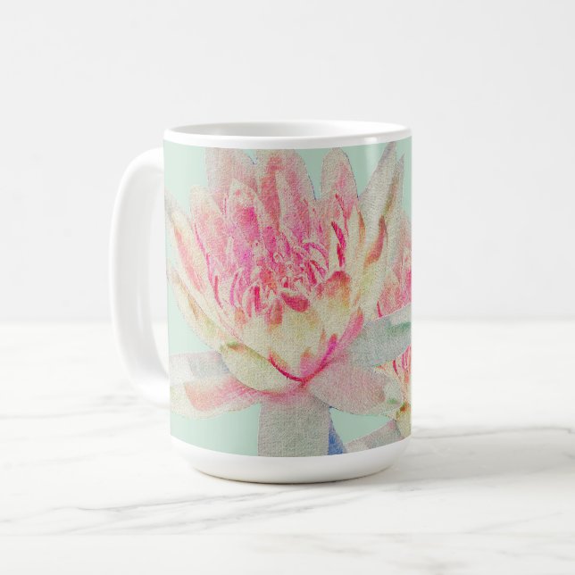 Blush Pink Water Lily Mug (Front Left)
