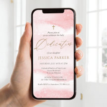 Blush Pink Watercolor Baby Dedication Phone Invite