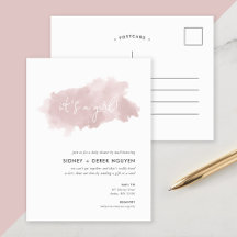 Blush Pink Watercolor Baby Shower by Mail Invite