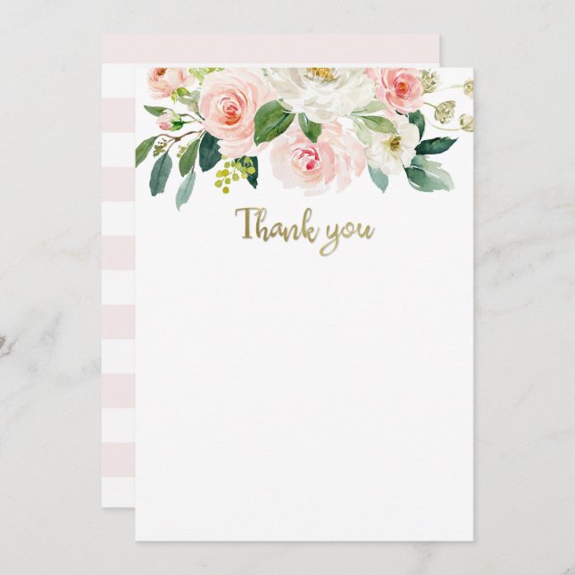 Blush Pink Watercolor Baby Shower Thank You card (Front/Back)