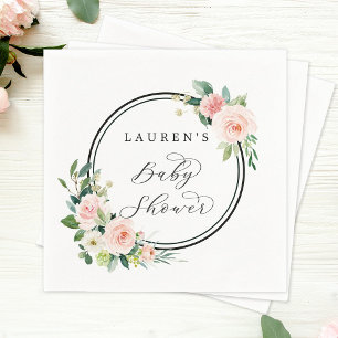 Blush Pink Watercolor Bloom Baby Shower Napkin