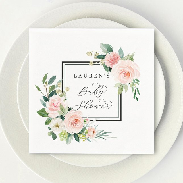 Blush Pink Watercolor Bloom Baby Shower Napkin (Creator Uploaded)