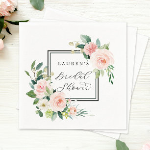 Blush Pink Watercolor Bloom Bridal Shower Napkin