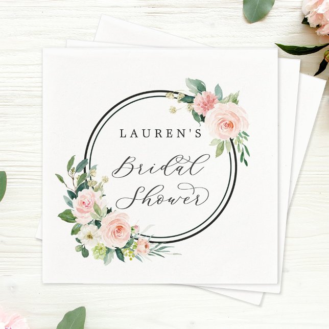 Blush Pink Watercolor Bloom Bridal Shower Napkin (Creator Uploaded)