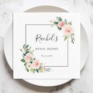 Blush Pink Watercolor Bloom Bridal Shower  Napkin