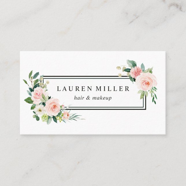 Blush Pink Watercolor Bloom Business Card (Front)