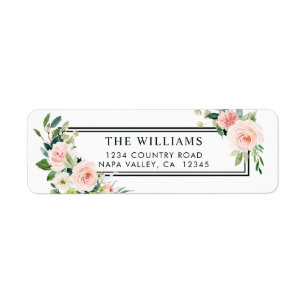 Blush Pink Watercolor Bloom Return Address Label