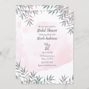 Blush Pink Watercolor Botanical Chic Bridal Shower Invitation