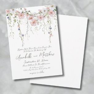Blush Pink Watercolor Botanical Floral Wedding Invitation