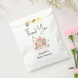 Blush Pink Watercolor Bouquet Girl Baby Shower Favour Bag