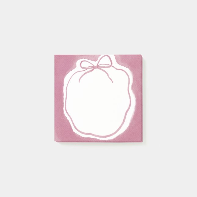 Blush Pink Watercolor Bow Wreath Post-it Notes (Front)