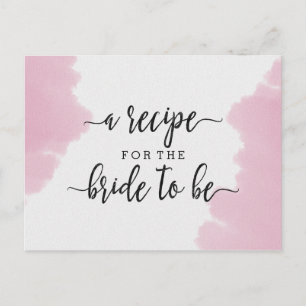 Blush Pink Watercolor Bridal Shower Recipe Card