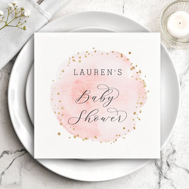 Blush Pink Watercolor Circle Baby Shower Napkin (Creator Uploaded)