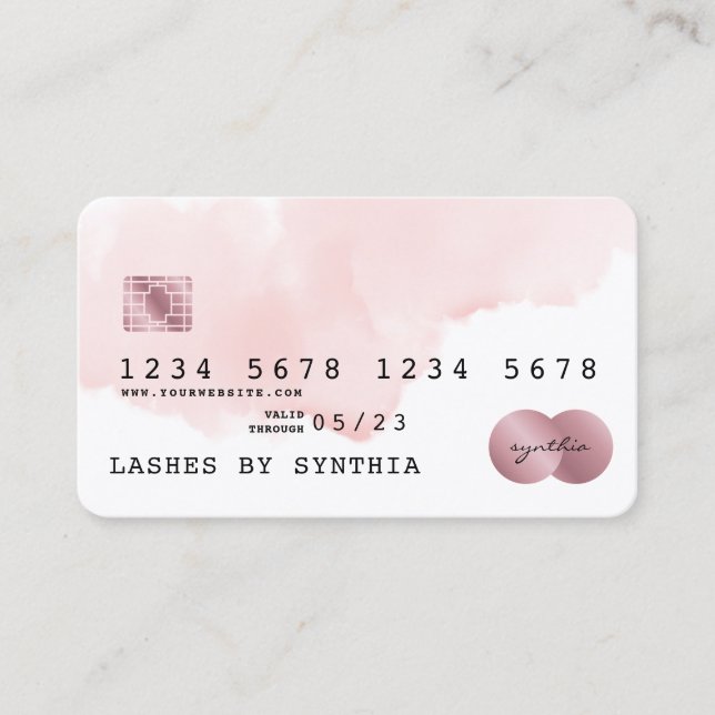 Blush Pink Watercolor Credit Card Style (Front)