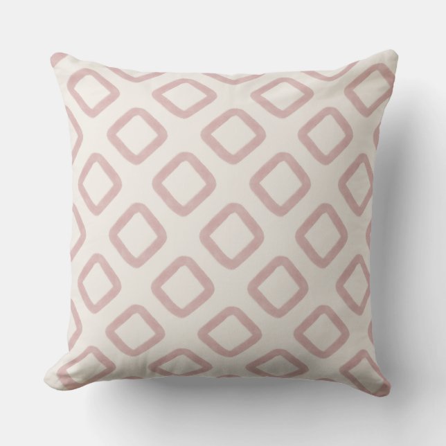 Blush Pink Watercolor Diamond Pattern Minimal Boho Cushion (Front)