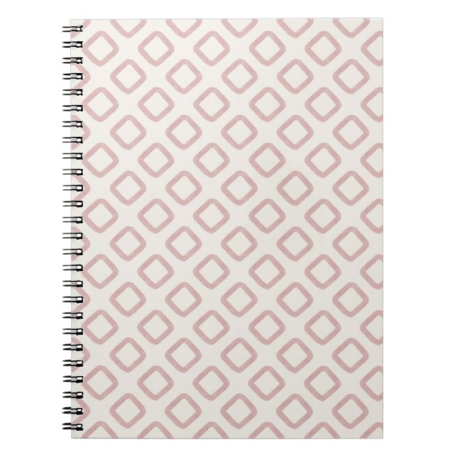 Blush Pink Watercolor Diamond Pattern Minimal Boho Notebook (Front)