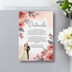 Blush Pink Watercolor Floral Bride & Groom Wedding Enclosure Card