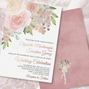 Blush Pink Watercolor Floral Elegant Wedding