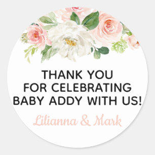 Blush Pink Watercolor Floral Favour Stickers