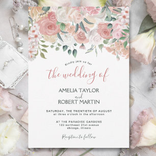 Blush Pink Watercolor Floral Invitation