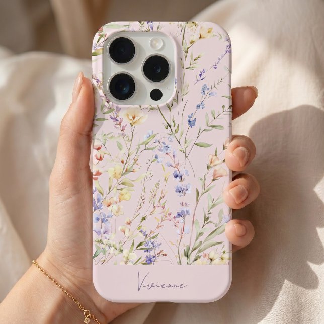 Blush Pink Watercolor Floral  iPhone Case (Creator Uploaded)