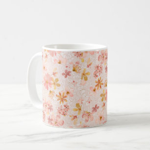 Blush Pink Watercolor Floral Pattern Coffee Mug