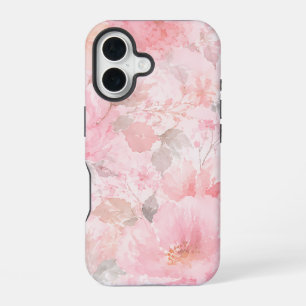 Blush Pink Watercolor Floral Pattern iPhone 16 Case
