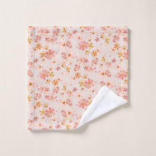Blush Pink Watercolor Floral Pattern Wash Cloth