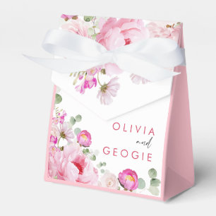 Blush Pink Watercolor Floral Peony Wedding Favour Box