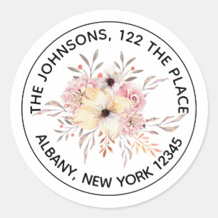 Blush Pink Watercolor Floral Return Address Label