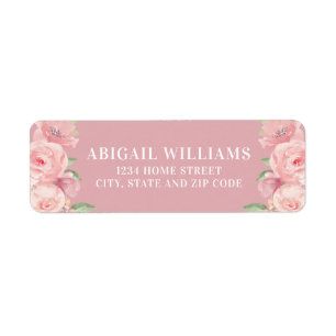 Blush Pink Watercolor Floral Return Address Label