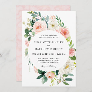 Blush Pink Watercolor Floral Wedding Invitation
