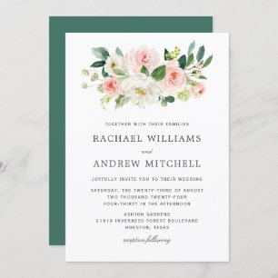 Blush Pink Watercolor Floral Wedding Invitation