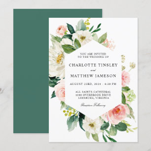 Blush Pink Watercolor Floral Wedding Invitation