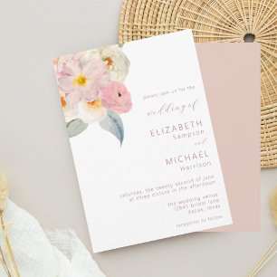 Blush Pink Watercolor Floral Wedding Invitation