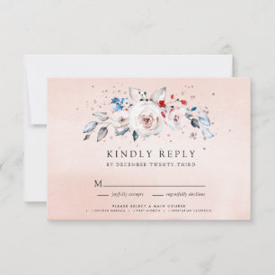 Blush Pink Watercolor Floral Wedding RSVP Card