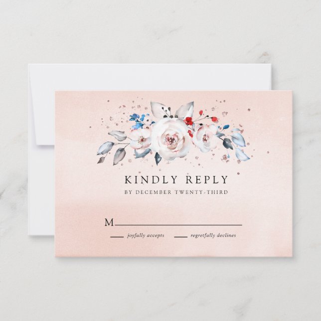Blush Pink Watercolor Floral Wedding RSVP Card (Front)