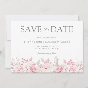 Blush Pink Watercolor Floral Wedding Save The Date