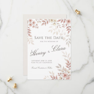 Blush Pink Watercolor Floral Wedding Save the Date