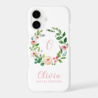 Blush pink watercolor floral wreath