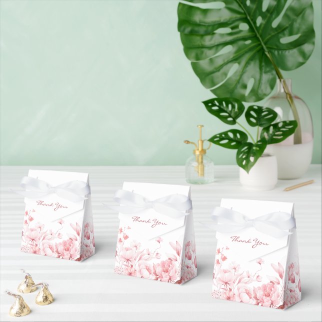 Blush Pink Watercolor Florals Tent Favour Box (Multiple)