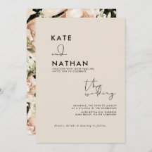 Blush Pink Watercolor Flower Wedding Invitation